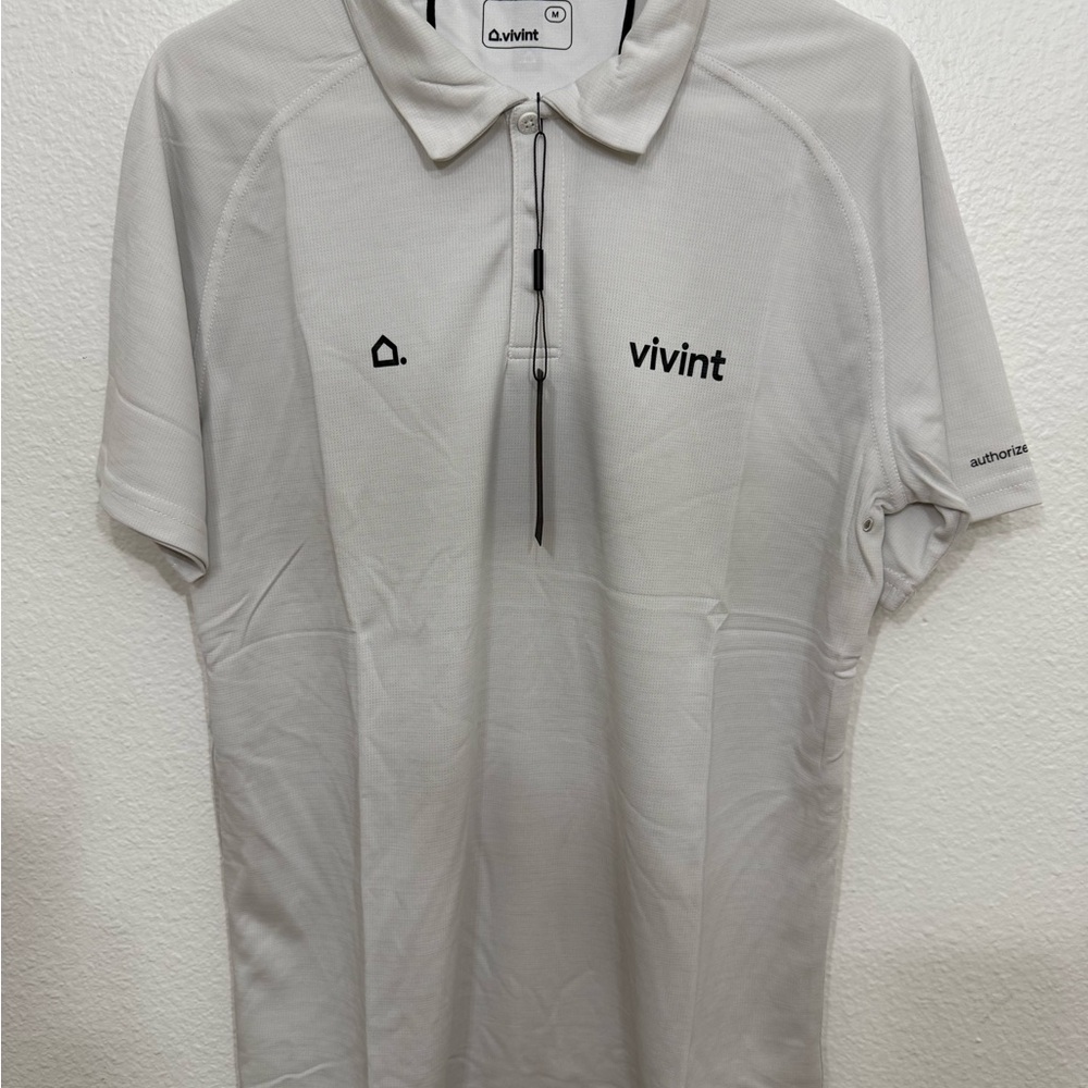 Vivint Polo Short Sleeve Shirt Gray Sports Golf Mens Size M Official New NWT